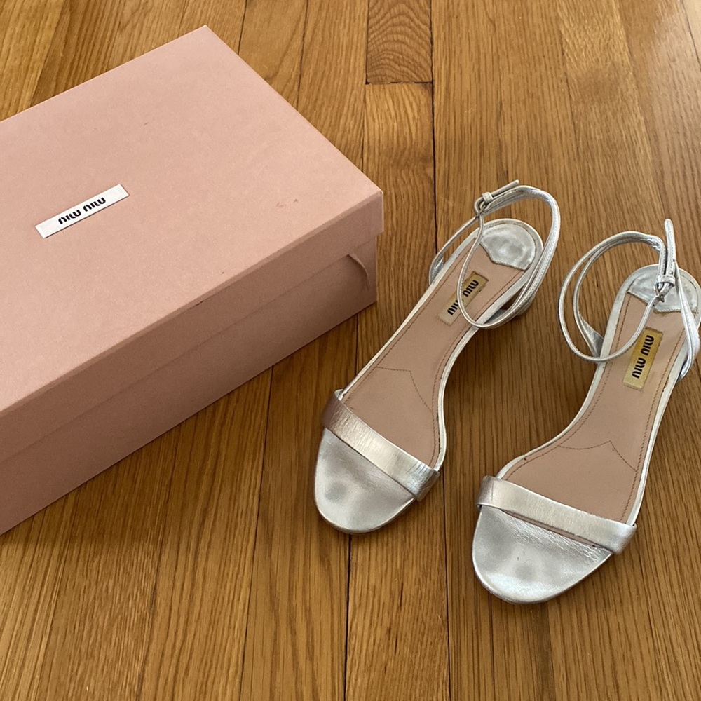Miu Miu Block Heel Sandal 37.5 W/ Box - image 1
